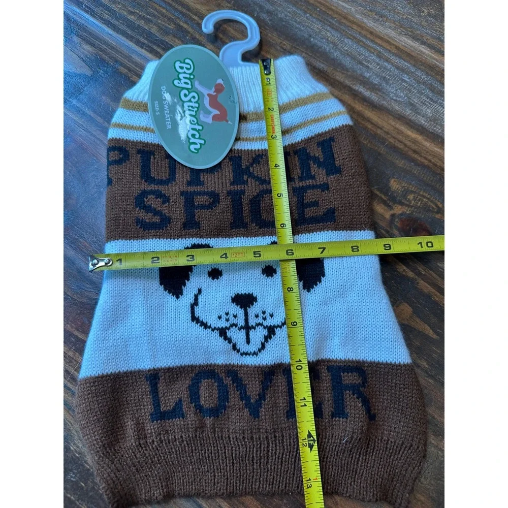 Big Stretch Pet Supply Pumpkin Spice Lover Dog Sweater Small‎ Brown White NWT